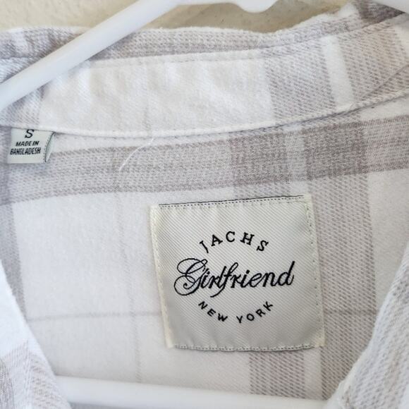 Jachs Girlfriend White and Gray Casual Button Down Shirt Oversized Size Small - Picture 9 of 9